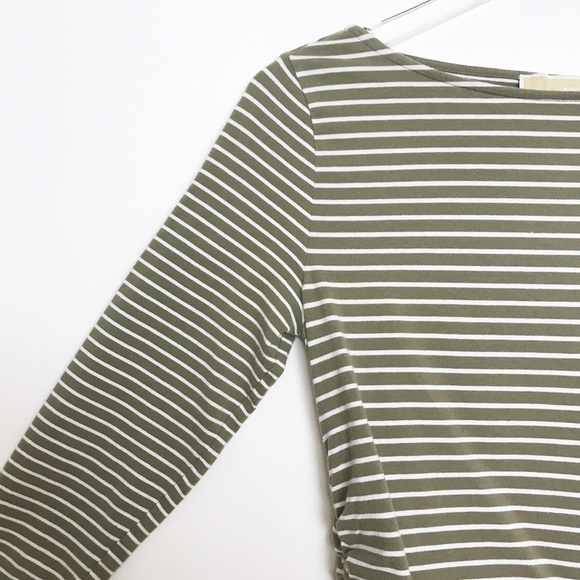 Michael Michael Kors khaki/white striped top w/zip - Picture 4 of 8
